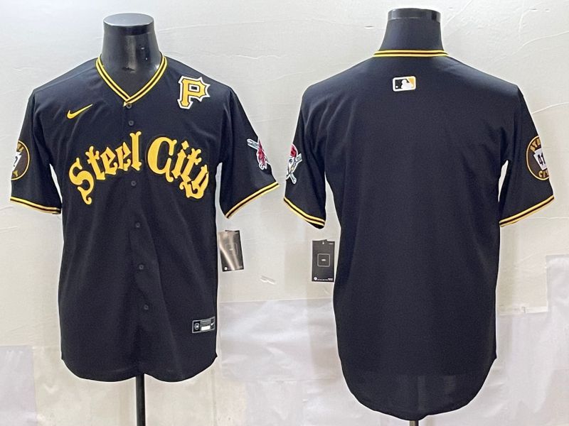 Men 2025 Pittsburgh Pirates Blank Black Game Nike MLB Jersey style 7152